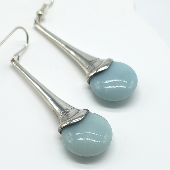 Sterling Silver Robert Lee Morris Jadeite Long Teardrop Earrings - Picture 4 of 12